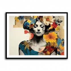 Flowers & Butterfly Women 9 Fusion Collage Wall Art