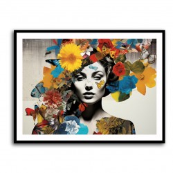 Flowers & Butterfly Women 10 Fusion Collage Wall Art