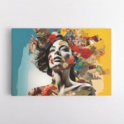 Beauty With Flowers 6 Fusion Collage Wall Art