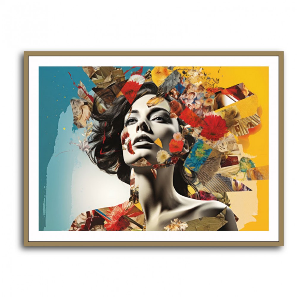 Beauty With Flowers 6 Fusion Collage Wall Art