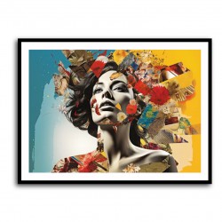 Beauty With Flowers 6 Fusion Collage Wall Art