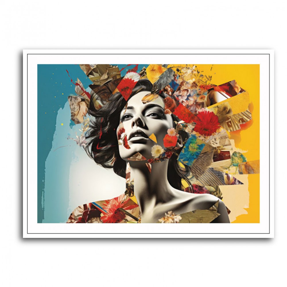 Beauty With Flowers 6 Fusion Collage Wall Art