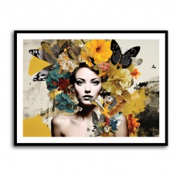 Flowers & Butterfly Women 11 Fusion Collage Wall Art