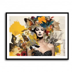 Flowers & Butterfly Women 12 Fusion Collage Wall Art