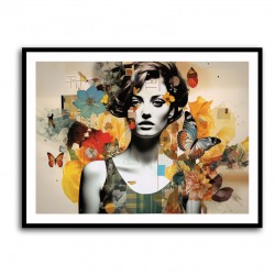 Flowers & Butterfly Women 13 Fusion Collage Wall Art