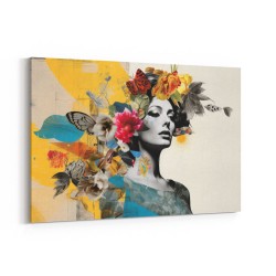 Flowers & Butterfly Women 14 Fusion Collage Wall Art