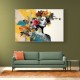 Framed Canvas Size:: Super Size 210 x 140 cm Flowers & Butterfly Women 14 Fusion Collage Wall Art