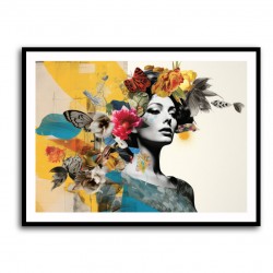 Flowers & Butterfly Women 14 Fusion Collage Wall Art