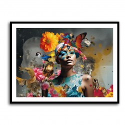 Flowers & Butterfly Women 17 Fusion Collage Wall Art