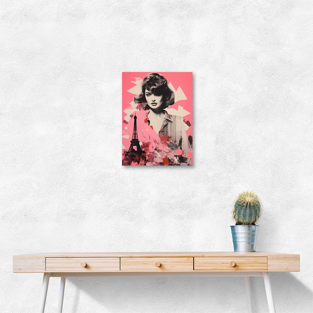 Lady Eiffel Retro Pink Collage