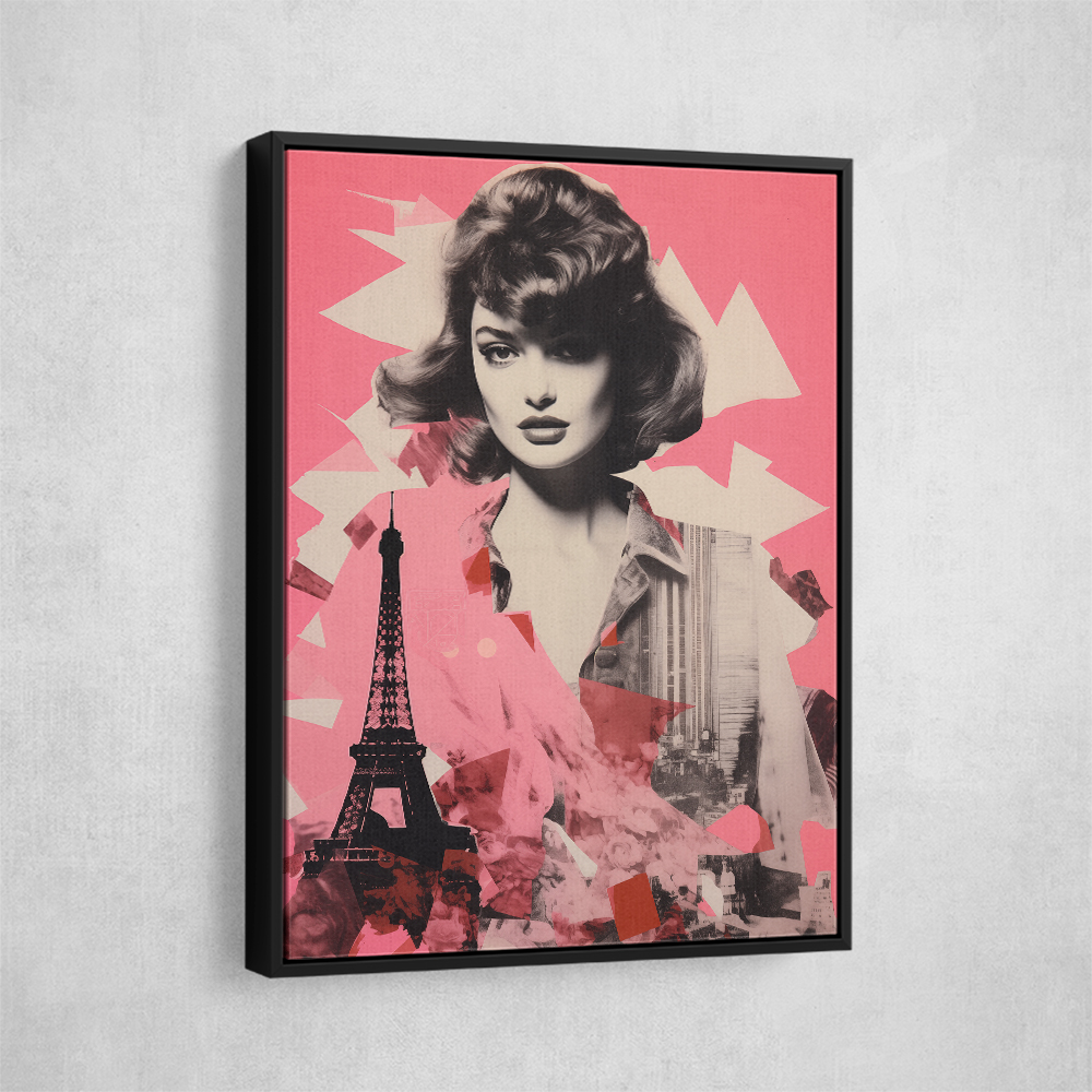 Lady Eiffel Retro Pink Collage