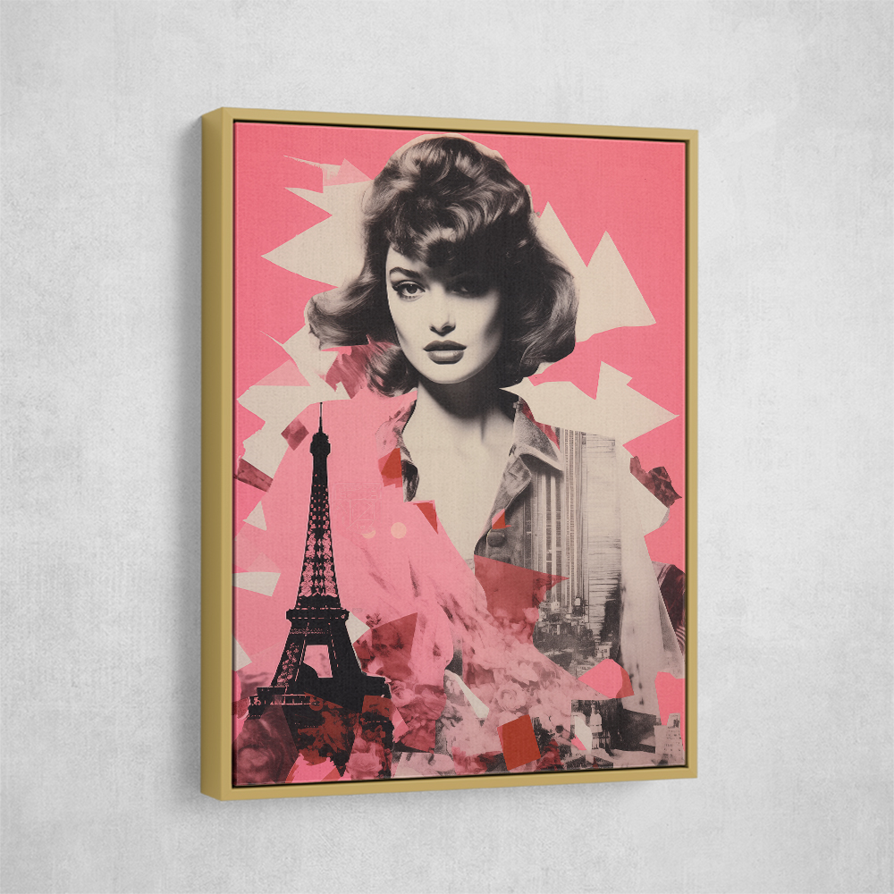 Lady Eiffel Retro Pink Collage