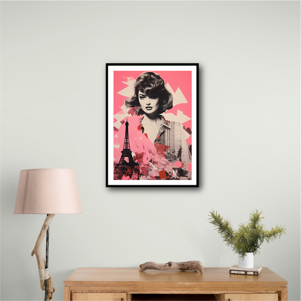 Lady Eiffel Retro Pink Collage