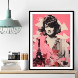 Lady Eiffel Retro Pink Collage