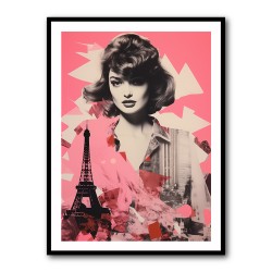 Lady Eiffel Retro Pink Collage