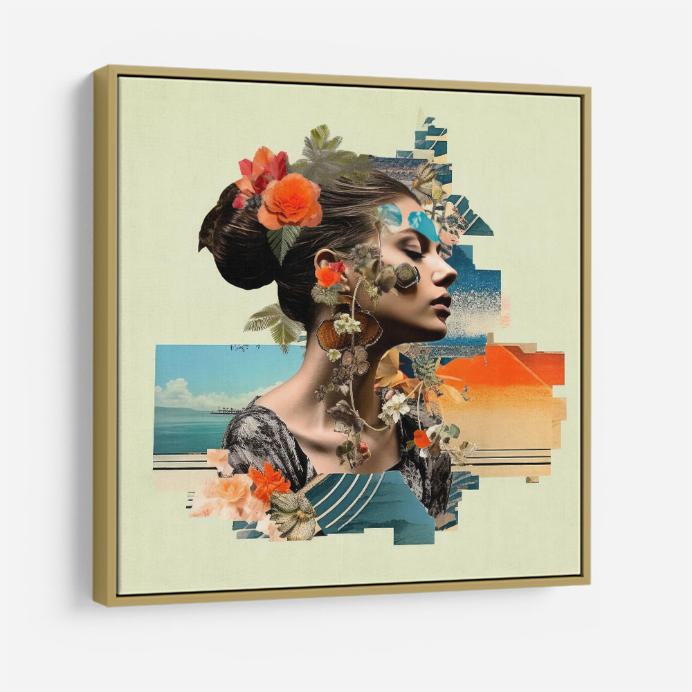 Beauty With Flowers Collage Wall Art