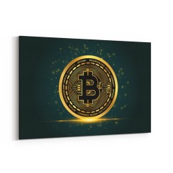 Bitcoin On Blue Wall Art