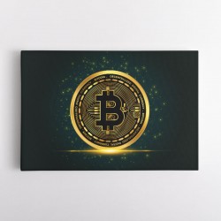 Bitcoin On Blue Wall Art