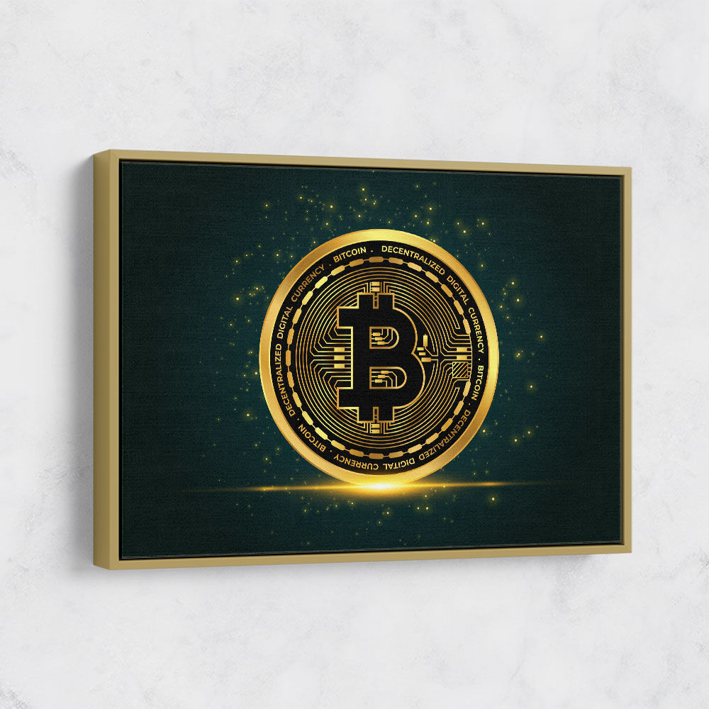 Bitcoin On Blue Wall Art