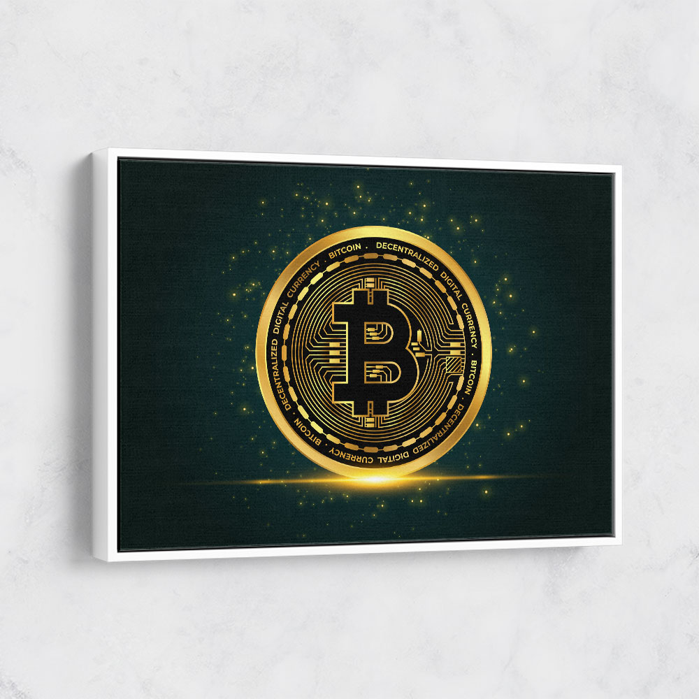 Bitcoin On Blue Wall Art