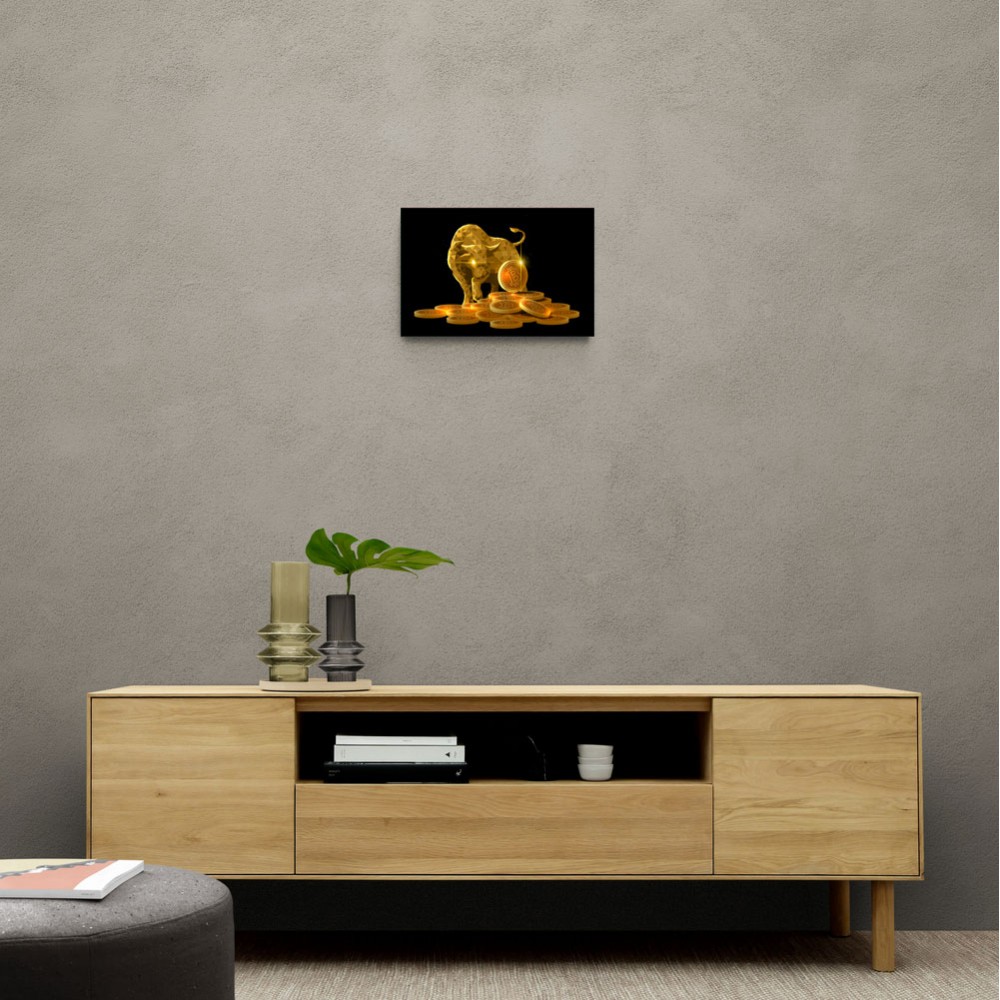 Golden Crypto Bull Wall Art