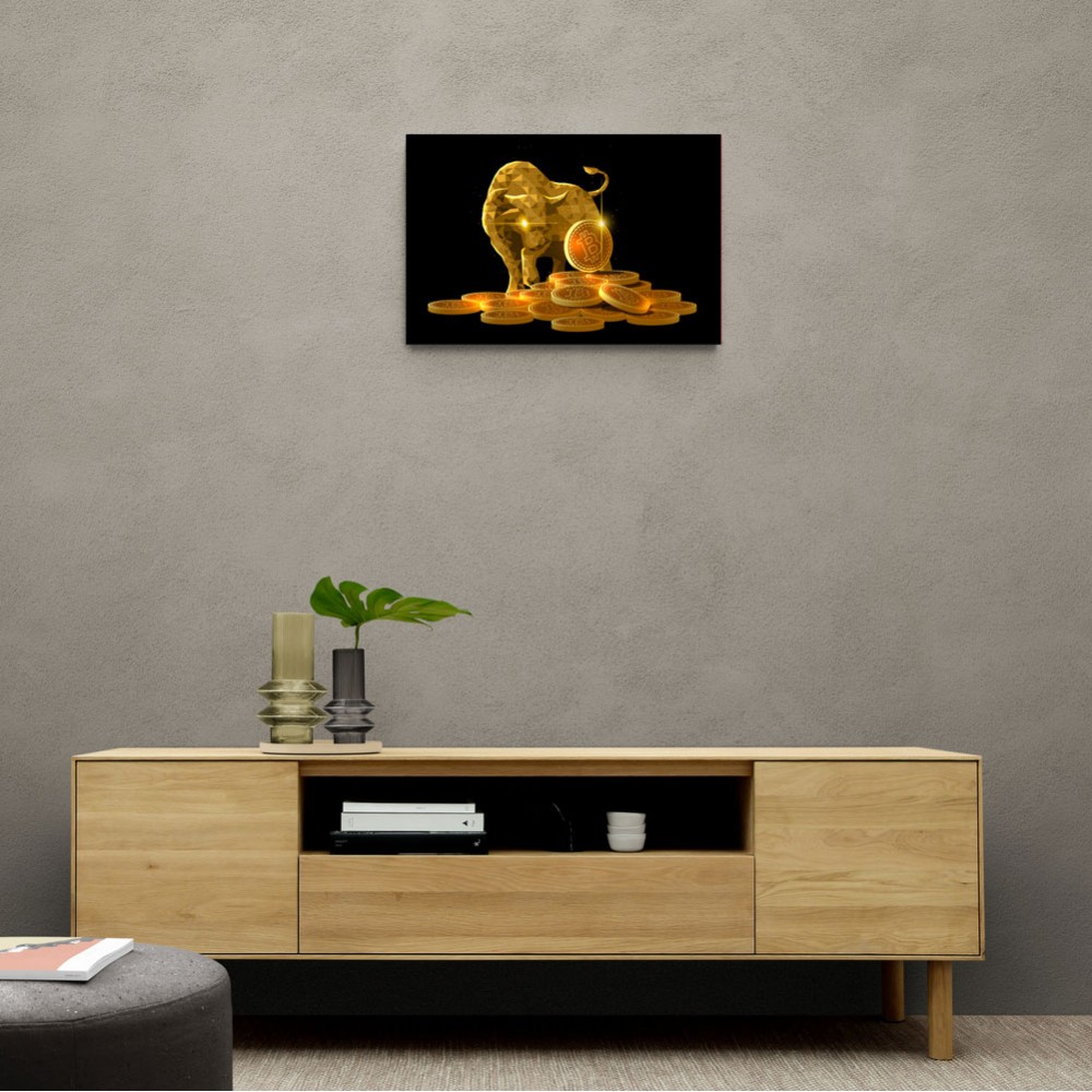 Golden Crypto Bull Wall Art