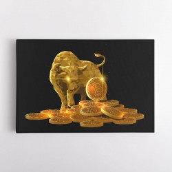 Golden Crypto Bull Wall Art