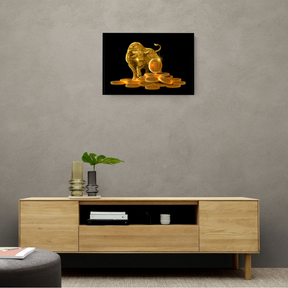 Golden Crypto Bull Wall Art