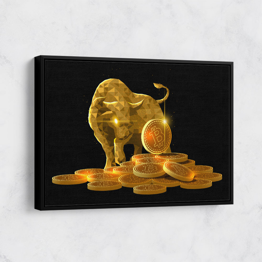 Golden Crypto Bull Wall Art