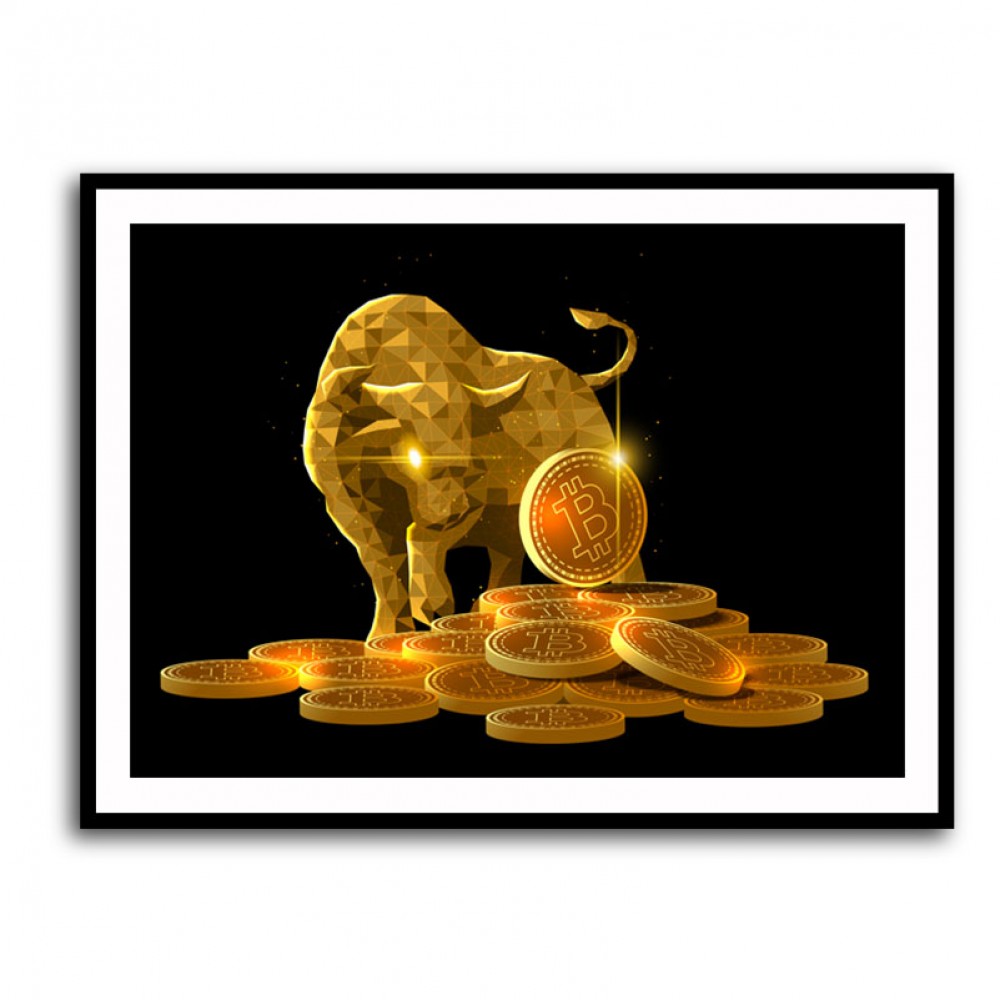 Golden Crypto Bull Wall Art