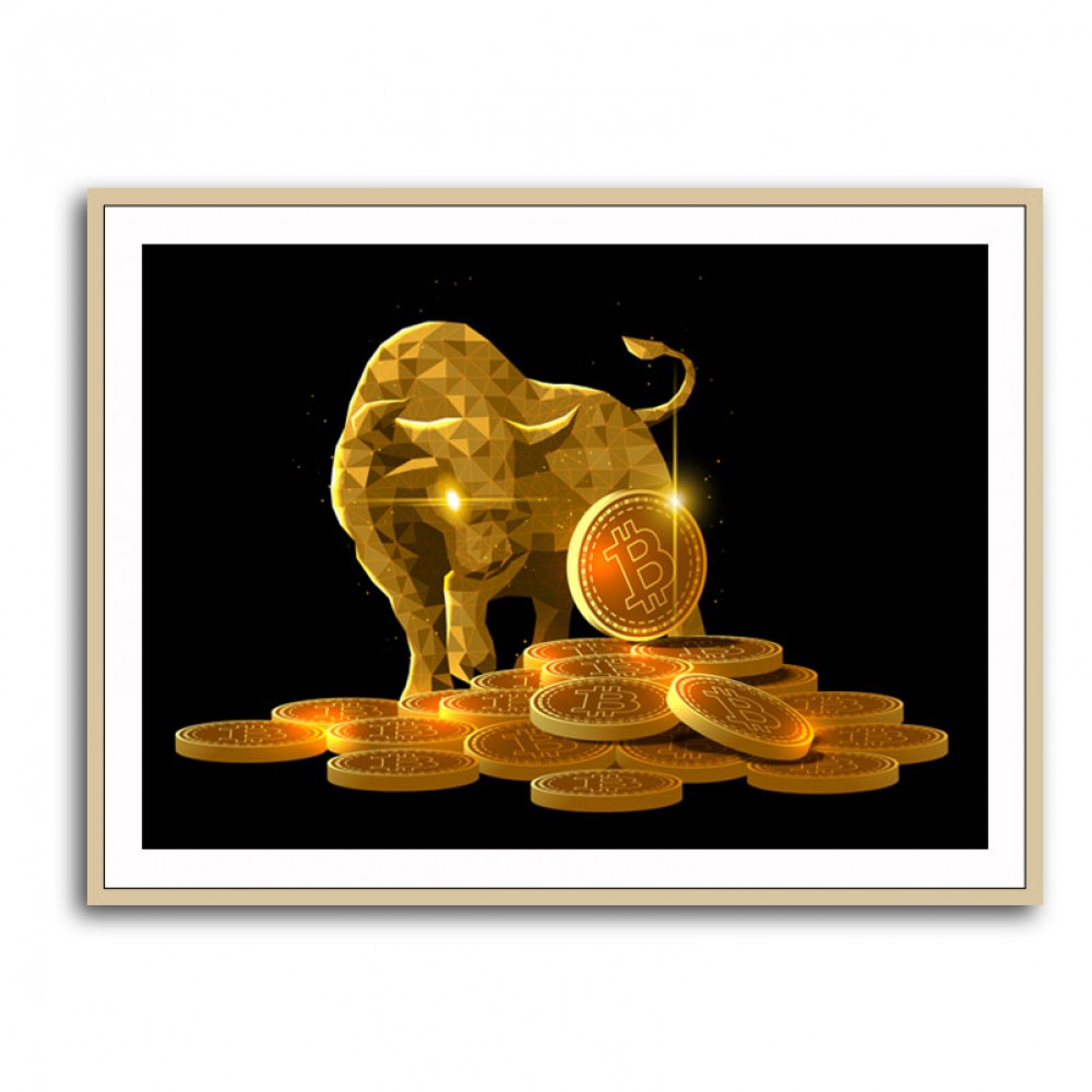 Golden Crypto Bull Wall Art