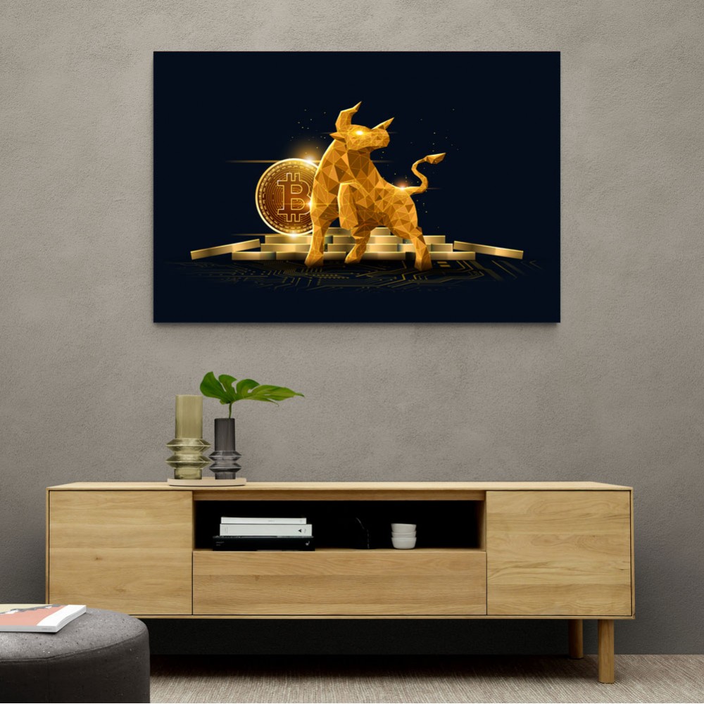 Bitcoin Golden Bull Wall Art