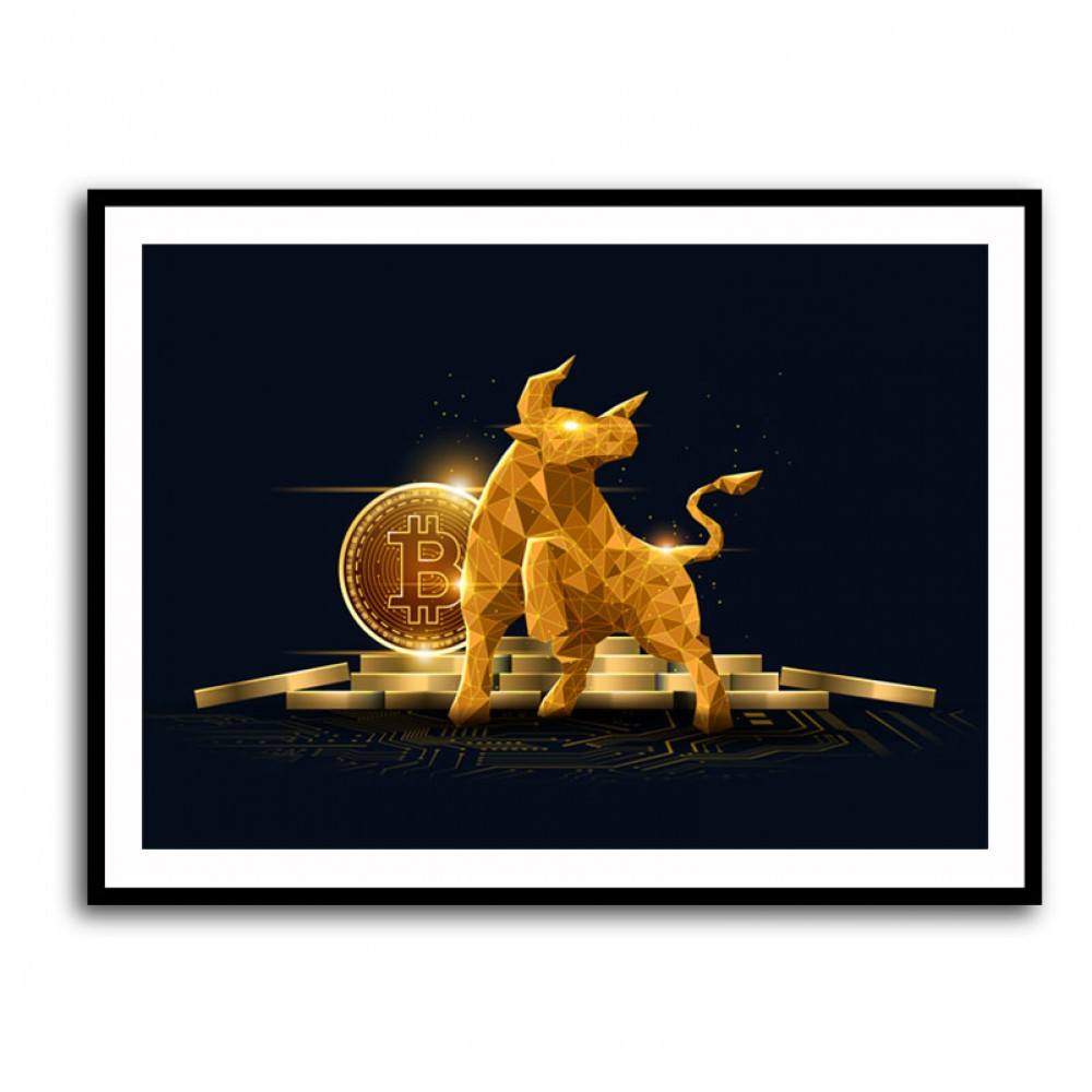 Bitcoin Golden Bull Wall Art