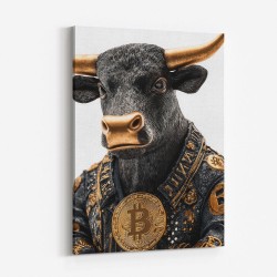 Bitcoin Black Bull Wall Art