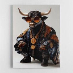 Bitcoin Black Bull 2 Wall Art