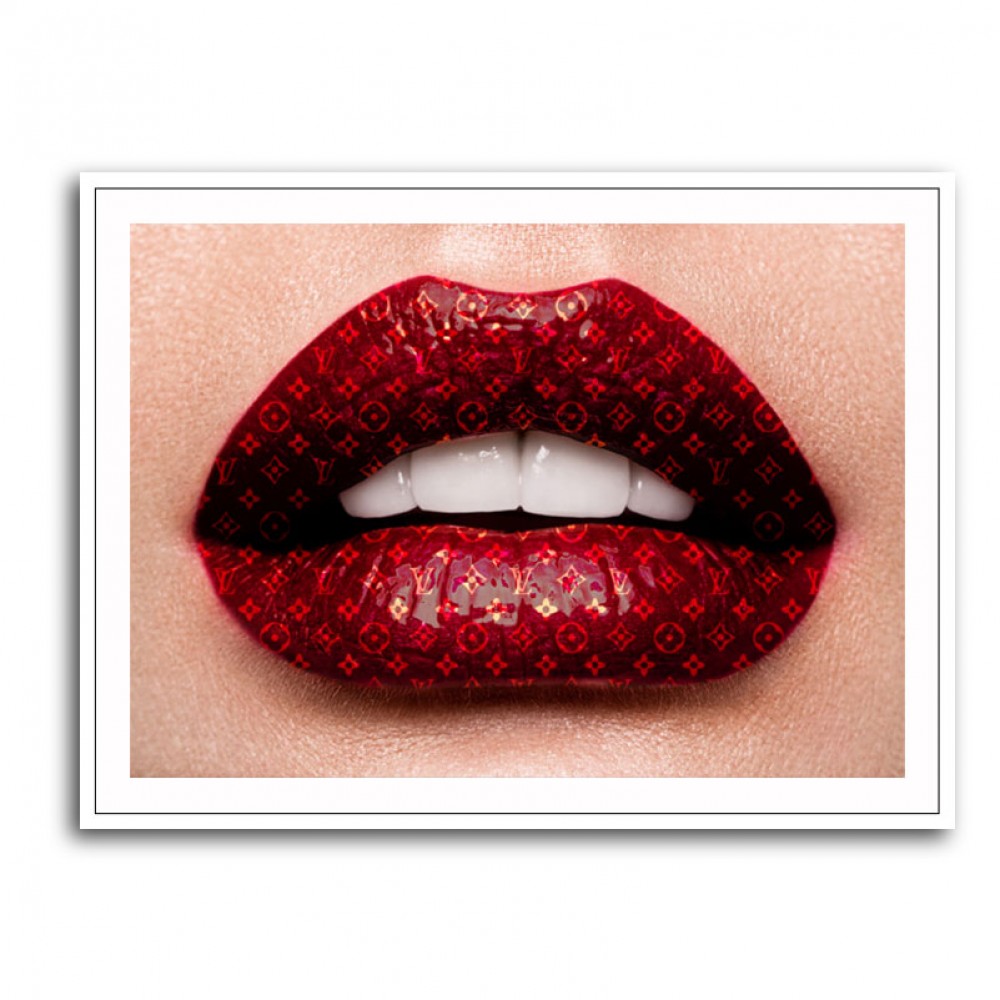 Louis Vuitton Red Lips Image - Framed wall art - White Splash