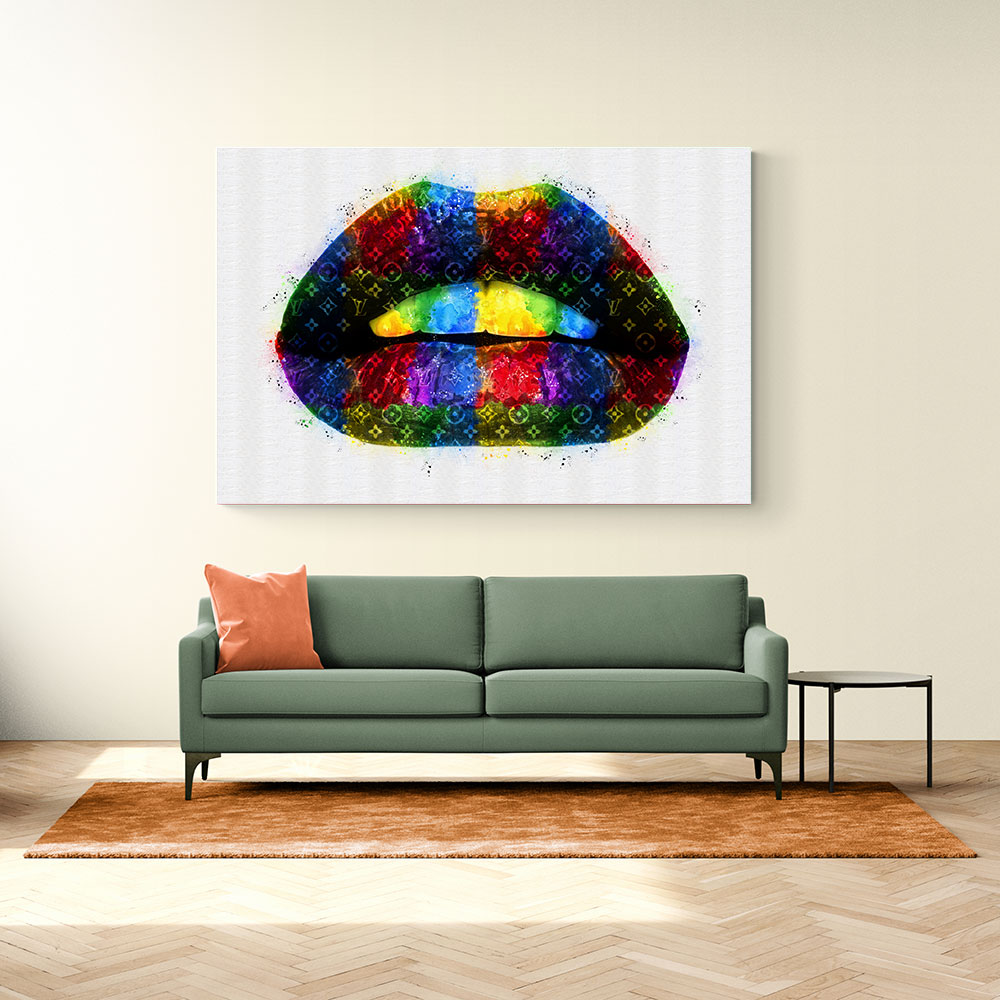 Louis Vuitton Graffiti Lips II Can - Canvas Wall Art