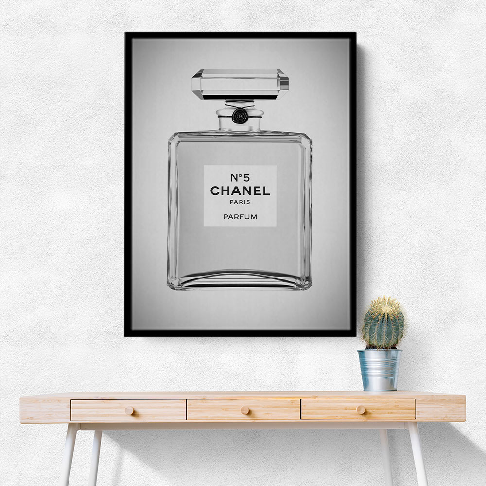 Chanel No 5 Perfume Bottle Black and White