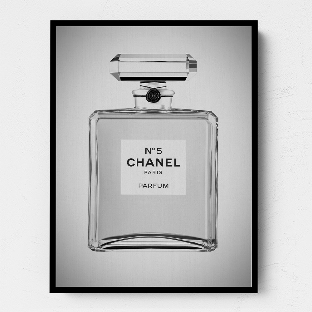 Chanel No 5 Perfume Bottle Black and White