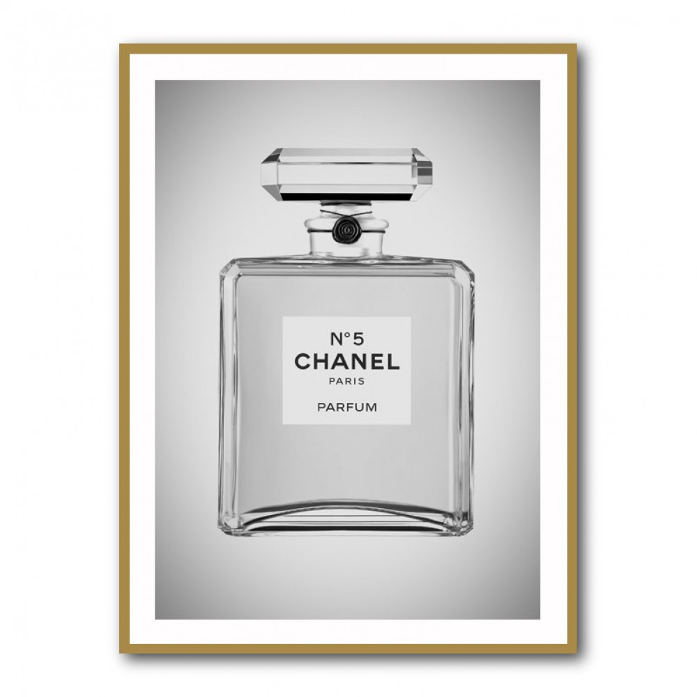 Chanel No 5 Perfume Bottle Black and White