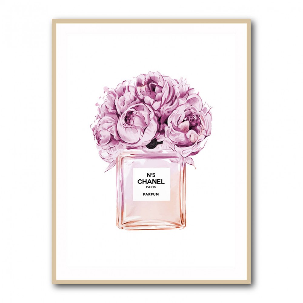 Chanel Pink Flower Perfume Bottle