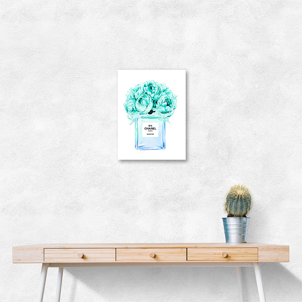 Chanel Blue Flower Perfume Bottle Wall Art