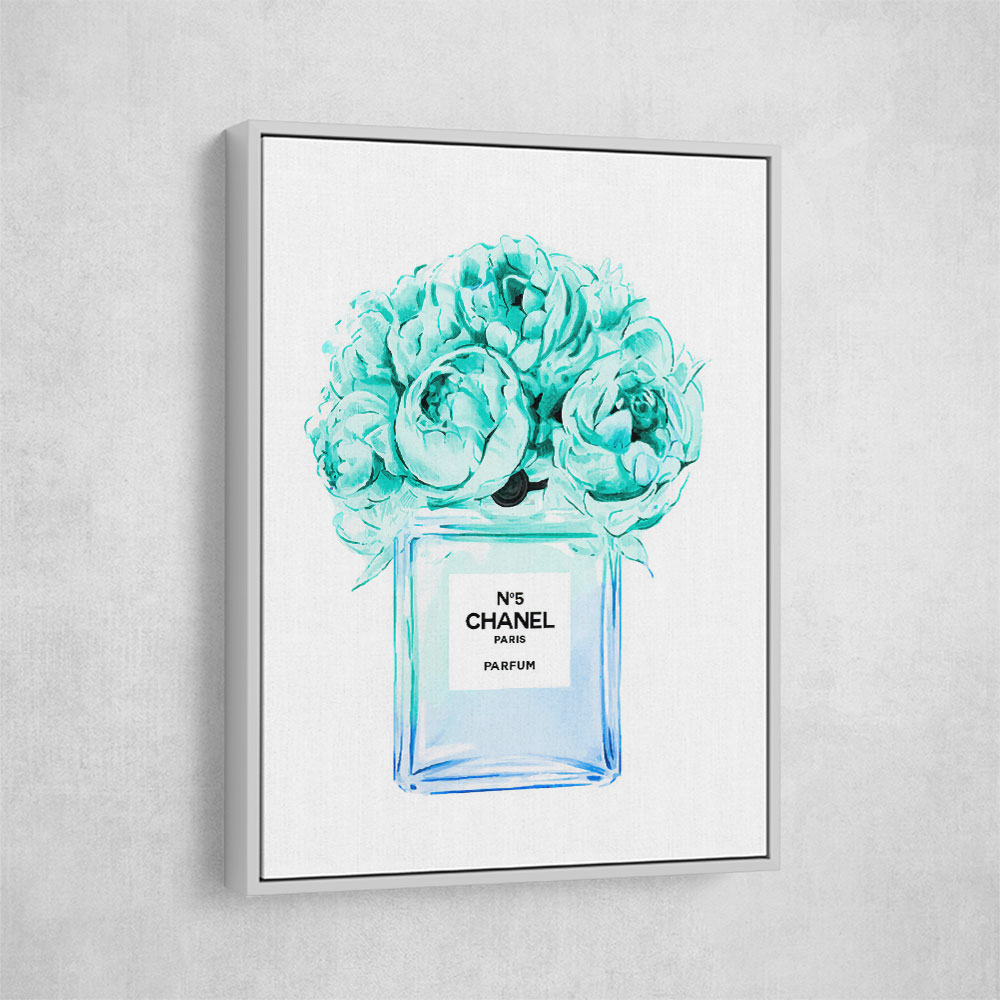 Chanel Blue Flower Perfume Bottle Wall Art