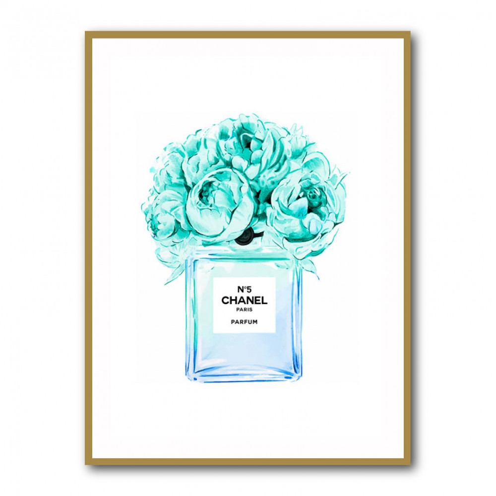 Chanel Blue Flower Perfume Bottle