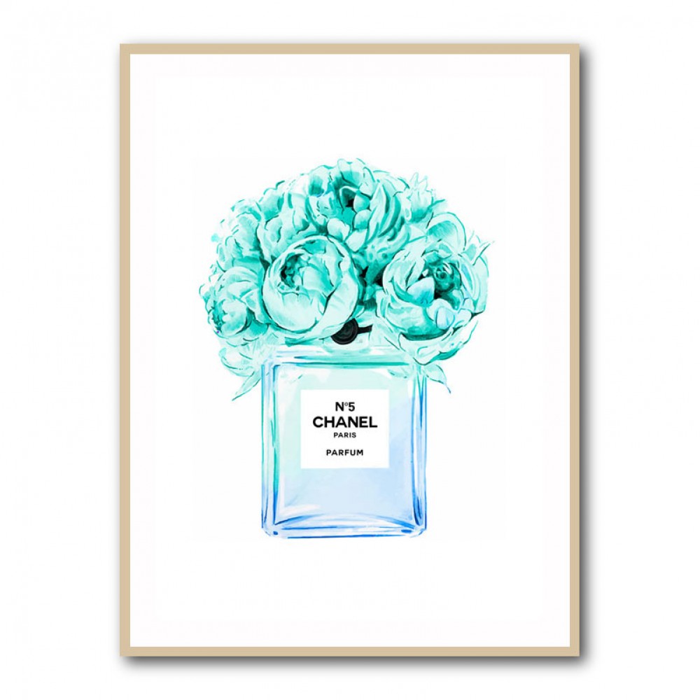 Chanel Blue Flower Perfume Bottle