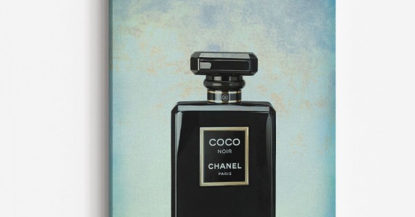 Coco Chanel Noir on Blue Wall Art