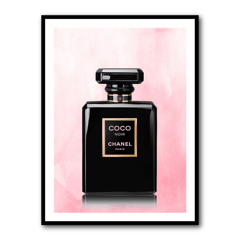 Chanel Coco Noir Perfume Bottle On Pink Wall Art