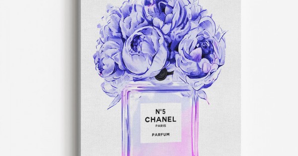 Chanel Violet Flower Perfume Bottle Wall Art