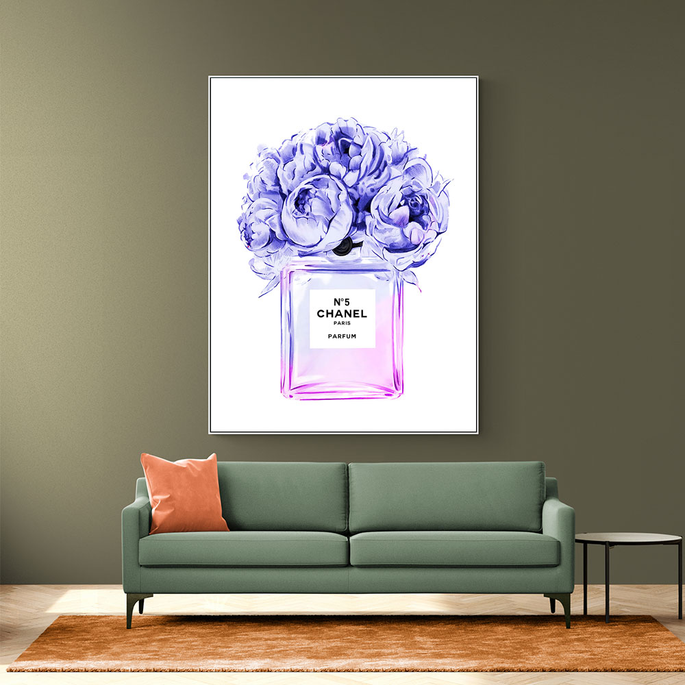 Chanel Violet Flower Perfume Bottle Wall Art