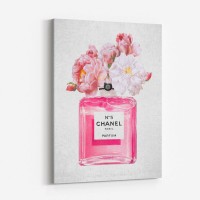 Chanel Pink Perfume Flowers Wall Art